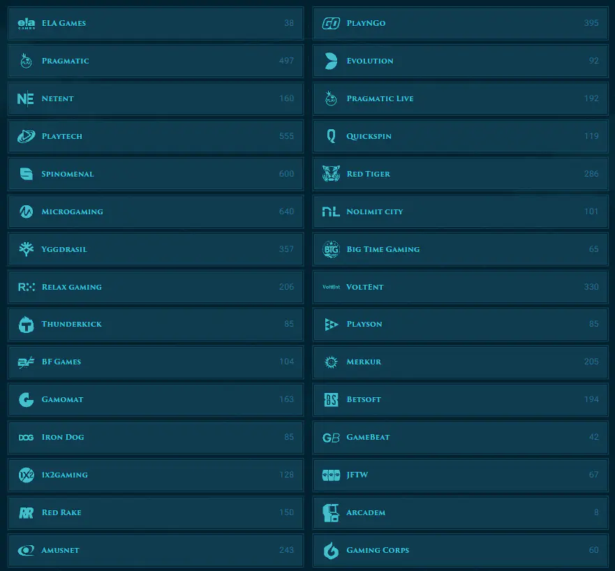 Πάροχοι παιχνιδιών στο Slotuna Casino σε Greece